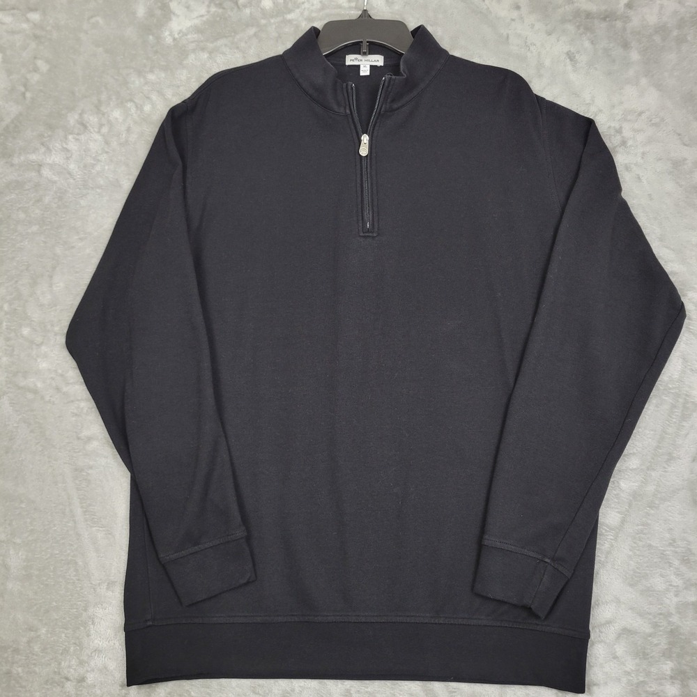 Peter Millar Mens XL Black 1/4 Zip Pullover Long Sleeve PerformanceGolf Sweater